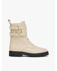 Tommy Hilfiger - Leren Bikerlaars Met Profielzool En Logo - Lyst
