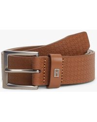 Tommy Hilfiger - Flag Plaque Embossed Leather Belt - Lyst