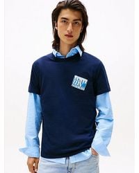 Tommy Hilfiger - Rundhals-T-Shirt Aus Jersey Mit Flag-Logo - Lyst