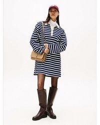 Tommy Hilfiger - Gold-tone Button Relaxed Mini Rugby Dress - Lyst