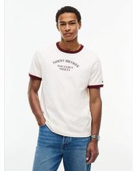 Tommy Hilfiger - Logo Textured Jersey Ringer T-Shirt - Lyst