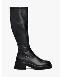 Tommy Hilfiger - Leren Overknee Laars Met Rits - Lyst