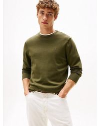 Tommy Hilfiger - Rundhals-Pullover Mit Flag-Stickerei - Lyst