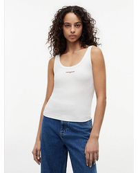 Tommy Hilfiger - Logo Embroidery Slim Ribbed Tank Top - Lyst