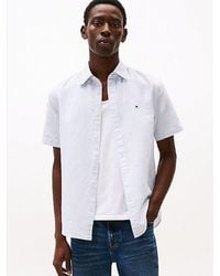 Tommy Hilfiger - Gestreept Overhemd Van Linnenmix Met Korte Mouwen - Lyst