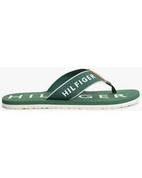Tommy Hilfiger - Logo Embroidery Webbing Strap Flip-Flops - Lyst