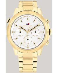 Tommy Hilfiger - Ionic Gold-plated White Dial Chain-link Watch - Lyst