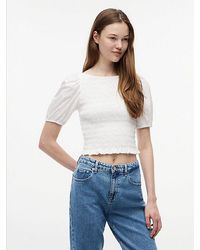 Tommy Hilfiger - Smock Poplin Slim Short Sleeve Blouse - Lyst