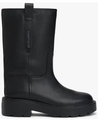 Tommy Hilfiger - Bottes Mi-Mollet En Cuir À Semelle Crantée - Lyst