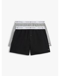 Tommy Hilfiger - Set Van 2 Geweven Boxershorts Met Signature-Logo - Lyst
