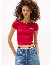 Tommy Hilfiger - Camiseta Tommy Girl Cropped Con Logo - Lyst
