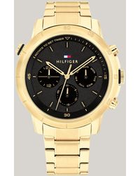 Tommy Hilfiger - Black Dial Gold-plated Sports Watch - Lyst