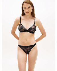 Tommy Hilfiger - Repeat Logo Floral Lace Triangle Bra - Lyst