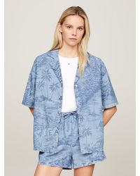 Tommy Hilfiger - Laser Tropical Print Oversized Chambray Shirt - Lyst