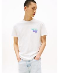 Tommy Hilfiger - T-Shirt Con Logo 3D E Grafica Sul Retro - Lyst