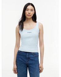 Tommy Hilfiger - Logo Embroidery Slim Ribbed Tank Top - Lyst