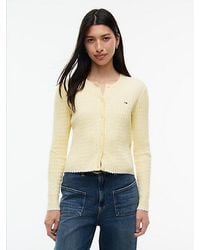 Tommy Hilfiger - Tommy Jeans Cable Knit Scalloped Trim Slim Cardigan - Lyst