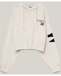 Tommy Hilfiger - Uniseks Cropped Oversized Hoodie Met Graphic - Lyst