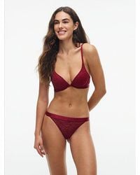Tommy Hilfiger - Leopard Lace Plunge Push Up Bra - Lyst