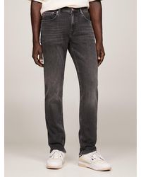 Tommy Hilfiger - Denton Fitted Straight Faded Black Jeans - Lyst