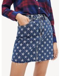 Tommy Hilfiger Korte Rok Van Denim Met Sterrenprint - Blauw