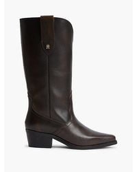 Tommy Hilfiger - Th Monogram Leather Cowboy Boots - Lyst