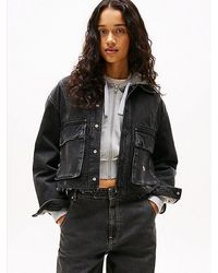 Tommy Hilfiger - Chaqueta Vaquera Cropped Con Bajo Sin Rematar - Lyst