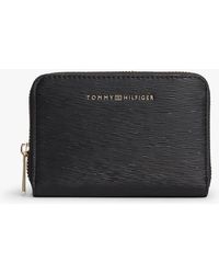 Tommy Hilfiger - Metallic Logo Zip-Around Textured Wallet - Lyst