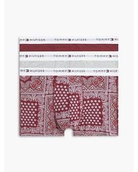 Tommy Hilfiger - 3 Pack Signature Logo Waistband Print Trunks - Lyst