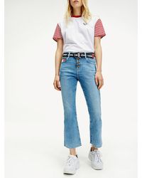 Tommy Hilfiger Katie Crop Flare Jeans Met Onafgewerkte Zoom - Blauw