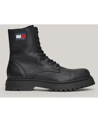 Tommy Hilfiger - Pebble Grain Leather Cleat Lace-up Boots - Lyst