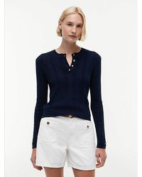 Tommy Hilfiger - Pointelle-Tone Button Henley Neck Jumper - Lyst