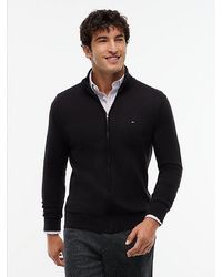Tommy Hilfiger - Flag Embroidery Zip Thru Mock Neck Jumper - Lyst