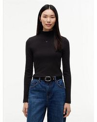 Tommy Hilfiger - Tommy Jeans Slim Mock Neck Long Sleeve T-Shirt - Lyst