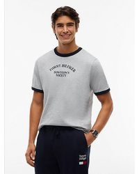 Tommy Hilfiger - Logo Textured Jersey Ringer T-Shirt - Lyst