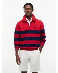 Tommy Hilfiger - Stripe Mock Neck Quarter-Zip Sweatshirt - Lyst