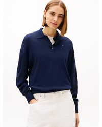 Tommy Hilfiger - Flag Embroidery Polo Jumper With Silk - Lyst