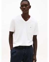 Tommy Hilfiger - T-Shirt Con Scollatura A V E Bandierina - Lyst