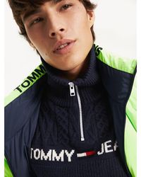 Tommy Hilfiger Cable Knit Half-zip Jumper - Blue