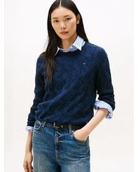 Tommy Hilfiger - Kabelgebreide Trui Van Zachte Wol - Lyst
