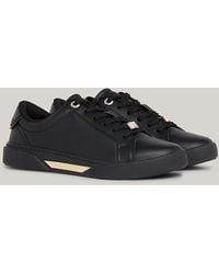 Tommy Hilfiger - Metallic Logo Leather Cupsole Court Trainers - Lyst