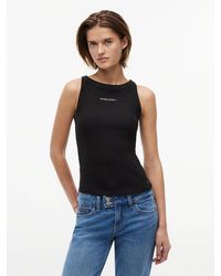 Tommy Hilfiger - Logo Ribbed Slim Tank Top - Lyst