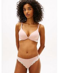 Tommy Hilfiger - Lace Trim Push-Up Plunge Bra - Lyst