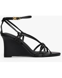 Tommy Hilfiger - Leather Knot Strap Wedge Sandals - Lyst