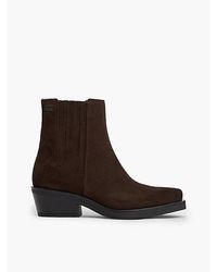 Tommy Hilfiger - Suede Tonal Plaque Western Boots - Lyst