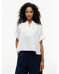 Tommy Hilfiger - Oversized Pure Linen Short Sleeve Blouse - Lyst