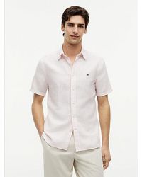 Tommy Hilfiger - Regular Linen Blend Bengal Stripe Short Sleeve Shirt - Lyst