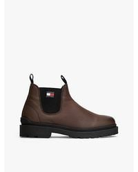 Tommy Hilfiger - Pebble Grain Leather Warm Lined Cleat Chelsea Boots - Lyst