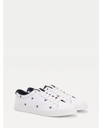 tommy hilfiger white & navy essential flag trainers