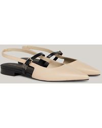 Tommy Hilfiger - Leather Bi-colour Slingback Pointed Toe Ballerinas - Lyst